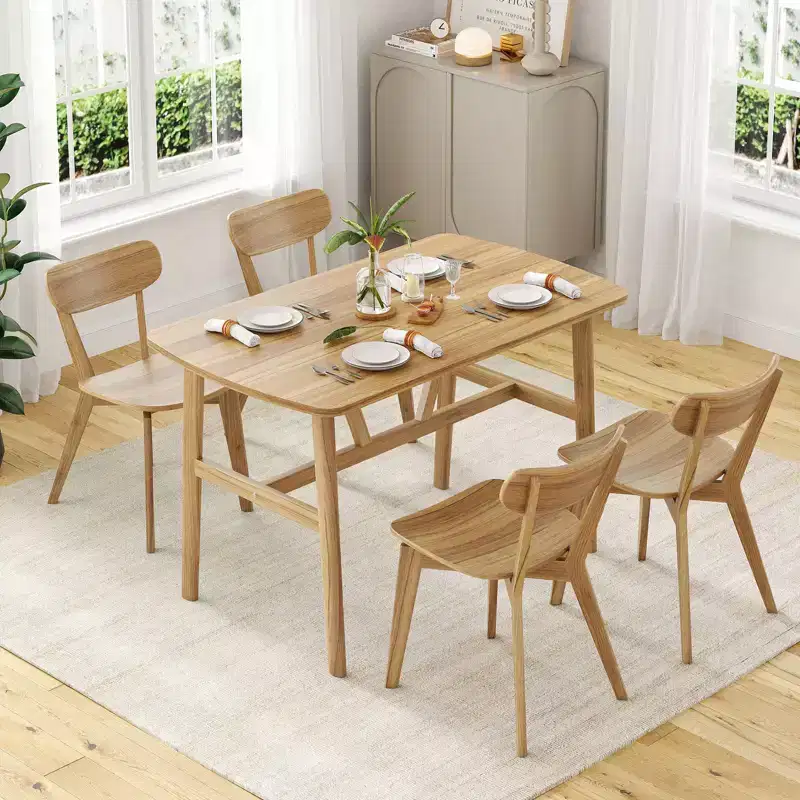 PexFix 47 Dining Table for 4-6 Person Wood Kitchen Table Modern Dinner Table with Sturdy Wood Frame for Dining Room Kitchen Nature