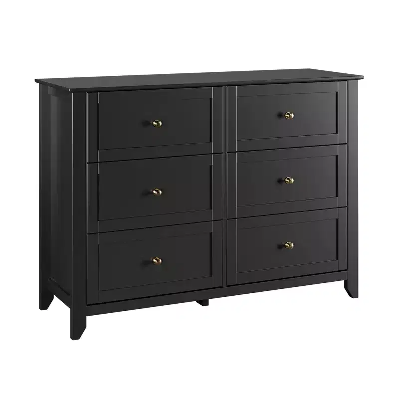 CuisinSmart Wood Dresser for Bedroom, 6 Drawer & Metal Handle, Closet Store Organizer, for Living Room, Hallway, Modern Minimalist