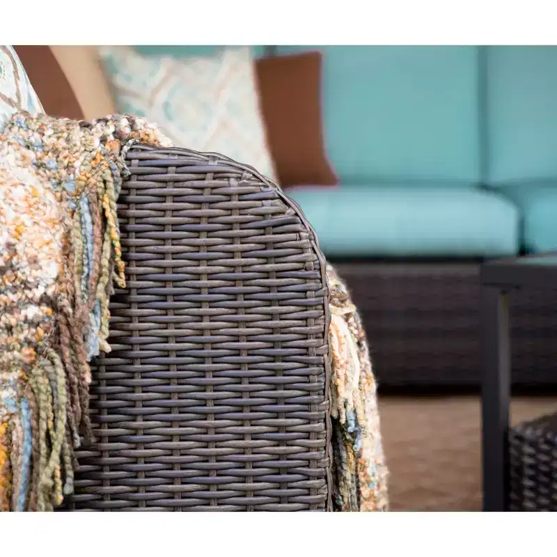 Leisure Made Jackson 5pc Wicker Sectional in Spa Blue Fabric