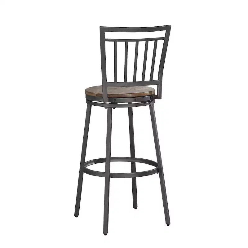 25 Metal Swivel Stool Slate Grey Golden Oak Seat