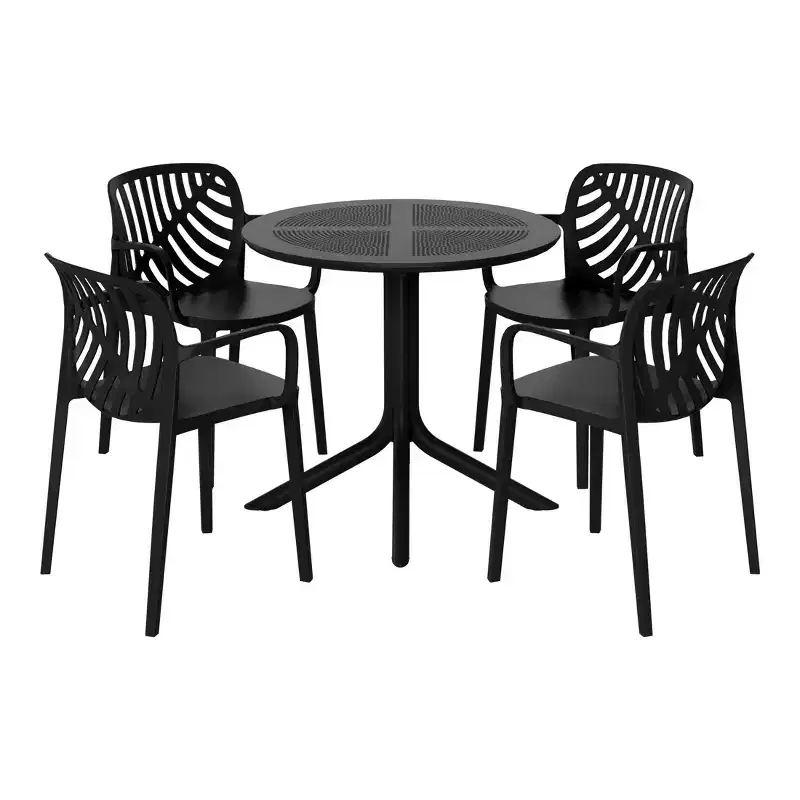 WestinTrends Playa 5-Piece Outdoor Resin Round Patio Dining Table Set with Modern Stackable Patio Dining Chairs