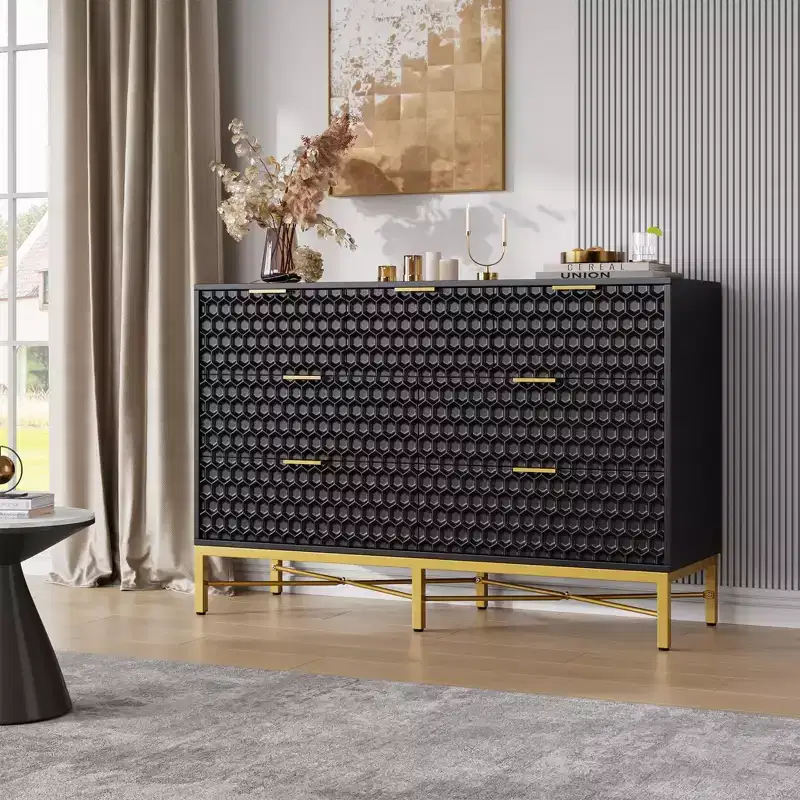 Modern 7-Drawer Dresser with Wide Top & Deep Drawers. A Large Wood Storage Chest for Bedroom, Hallway, or Living Room.