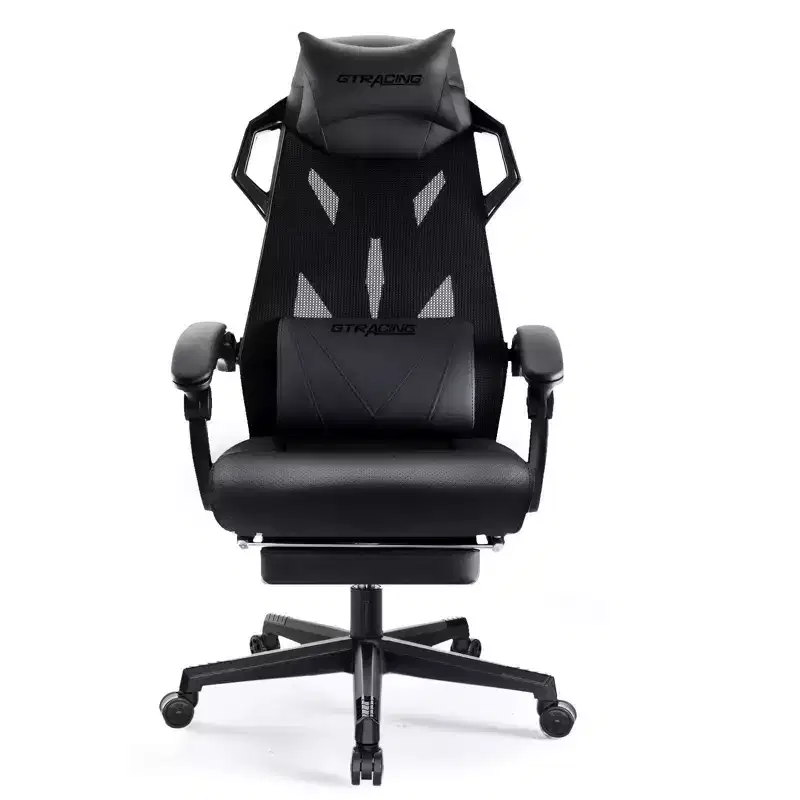 GTRACING Gaming Chair Mesh Computer Chair Ergonomic Recliner with Footrest Black