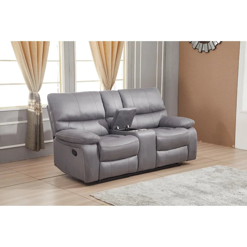 Microfiber Manual Rclining 2-seat Loveseat with Console 8007