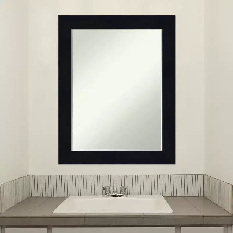 Petite Bevel Bathroom Wall Mirror Shiplap Navy Wood Frame