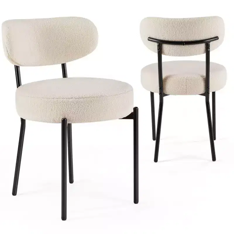 TUYOHW Modern Dining Chair Set of 2 with 4'' Thick Plush Seat,Armless Kitchen Chairs with Backrest & Steel Frame for Dining Room,Kitchen