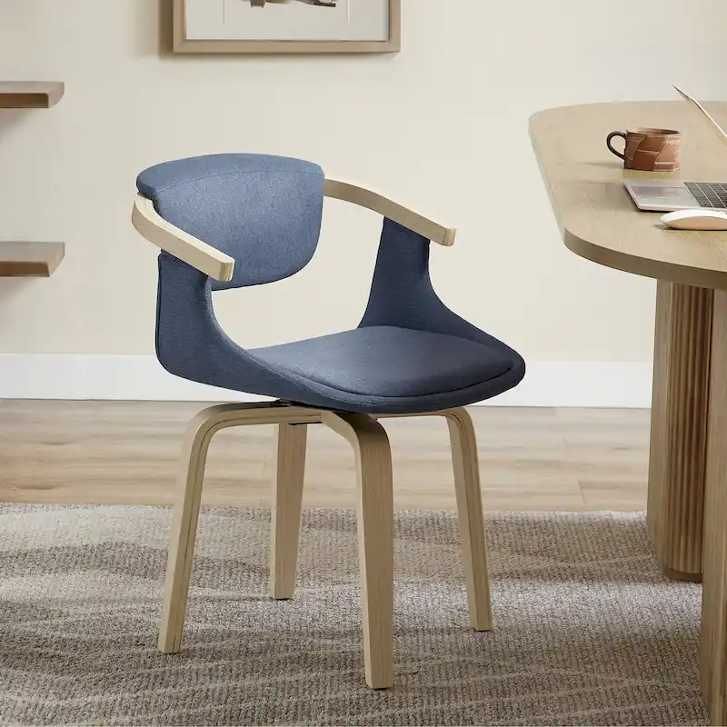 Modern Swivel Dining Chair, Upholstered Seat, 360-Degree Rotation, Mid-Century Style