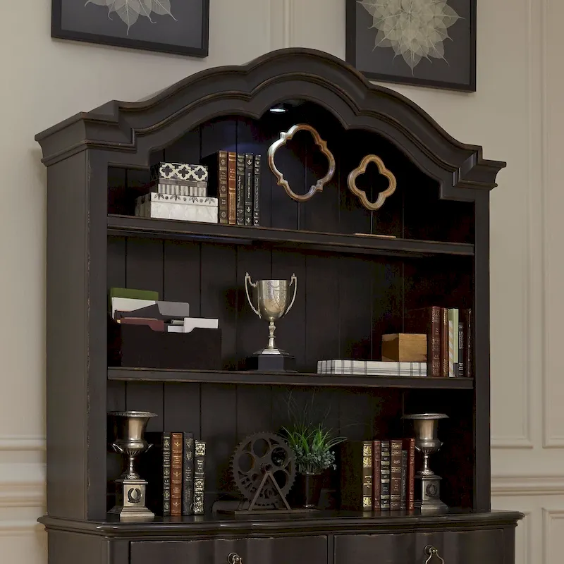 Copper Grove Chesapeake Wire Brushed Antique Black Credenza Hutch