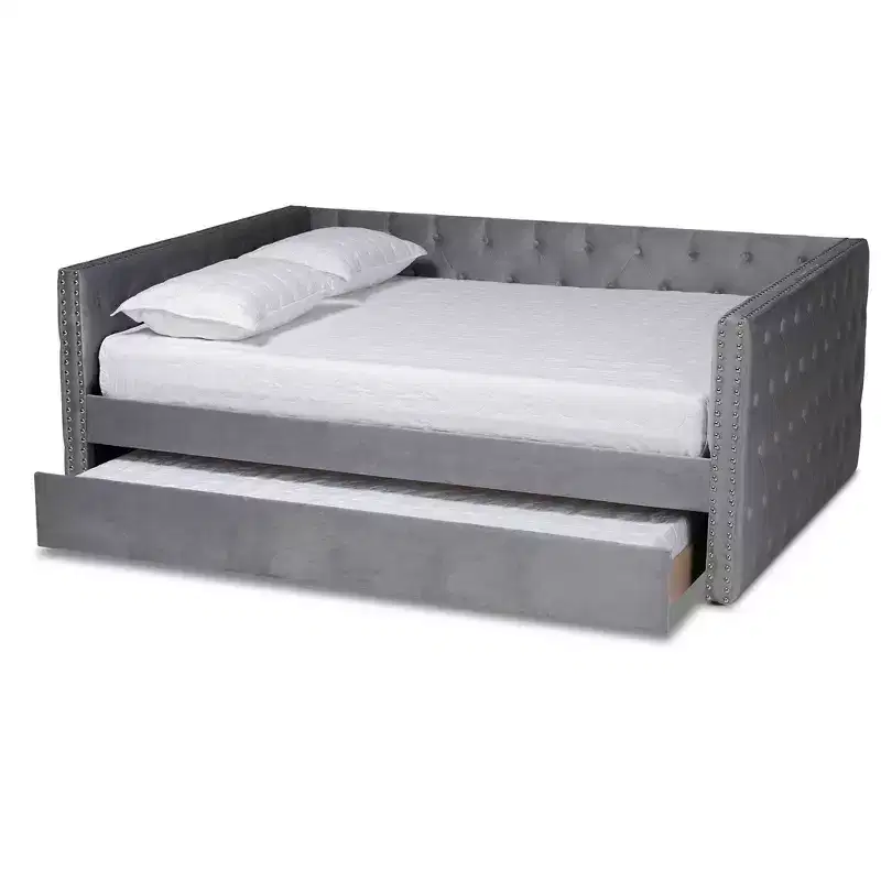 Larkin Velvet Fabric Upholstered Daybed with Trundle