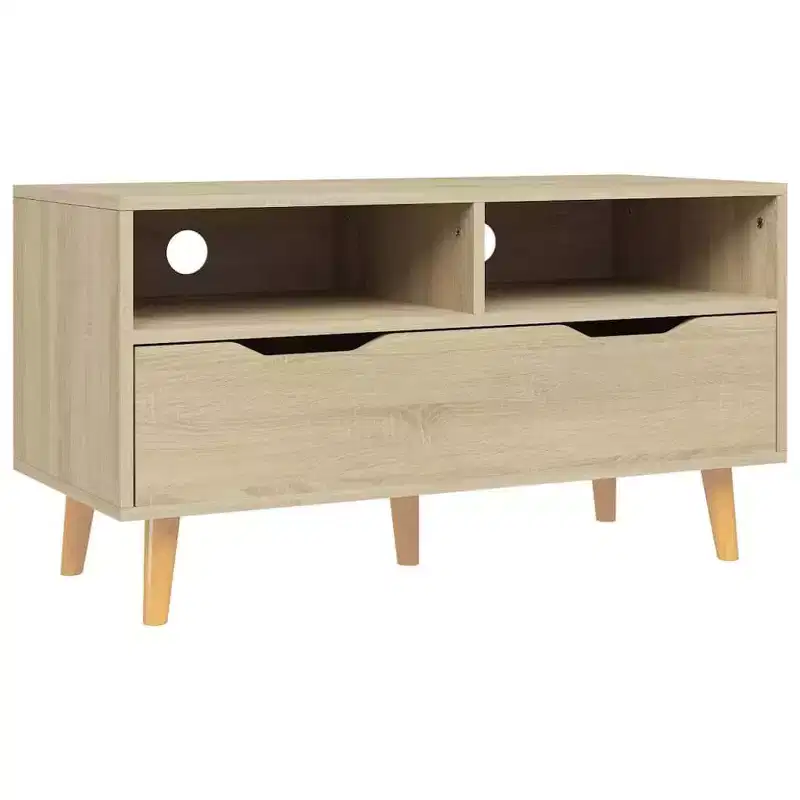 XL TV Stand - Brown Sonoma Oak TV Cabinet - Sturdy and Stable - Engineered Wood Material - Scandinavian Style - Ample Storage Space