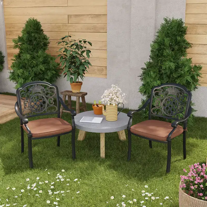 Patio Dining Chairs Set of 2, Aluminum Outdoor Chairs, Armrest, All-Weather Patio Seating for Garden, Backyard, Deck, Balcony, Indoor Use