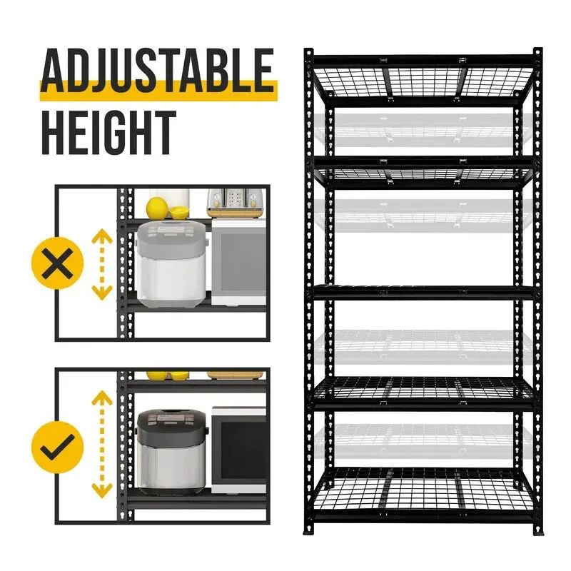 5-Tier Adjustable Metal Shelving Unit Heavy Duty Garage Industrial - N/A