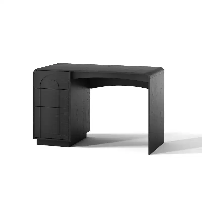 Bestier Computer Desk with 3 Drawers, 47 Home Office Desk with File Cabinet Storage, Writing Desk with Curved Design, Small Space Friendly
