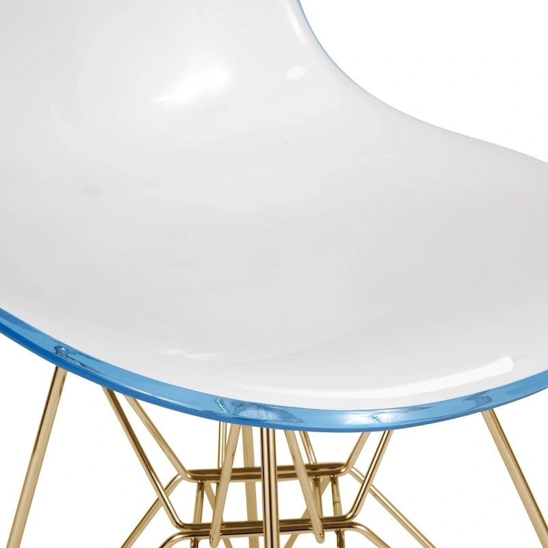5-Piece Dining Set with 35 Round MDF Table and 4 ABS Plastic Side Chair with Gold Metal Legs