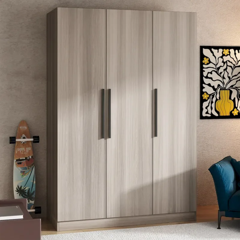 70. H x 47.2 W Wardrobe Cabinet Armoire Three Doors In White Clo