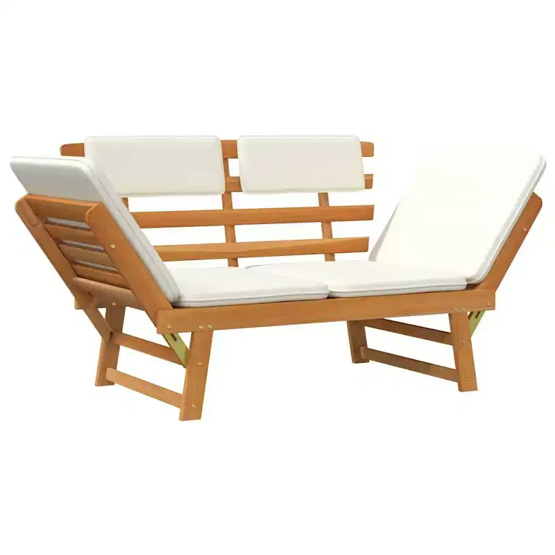 vidaXL Garden Bench Green, Brown Solid Acacia wood, Polyester Medium