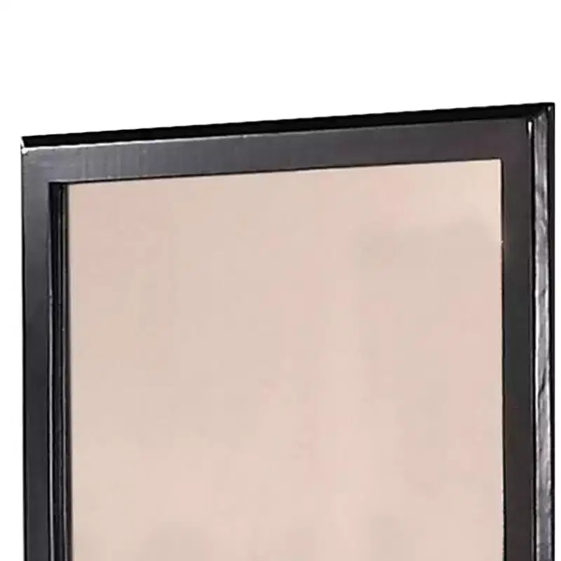 36 Inches Rectangular Wood Encased Mirror, Black - Transitional Style
