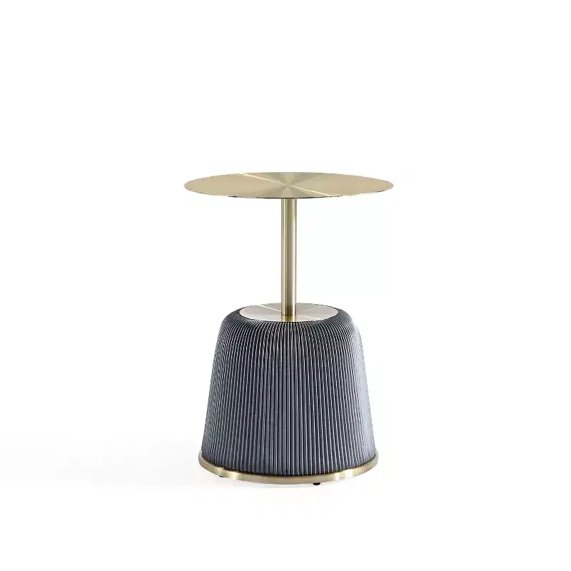 Manhattan Comfort Anderson Modern Leatherette Upholstered End Table with Gold Tabletop