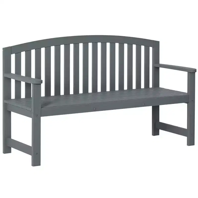Outsunny 56 Outdoor Wood Bench, 2-Seater Wooden Garden Bench with Slatted Seat, Backrest & Arm Rests for Patio, Porch, Poolside, Balcony