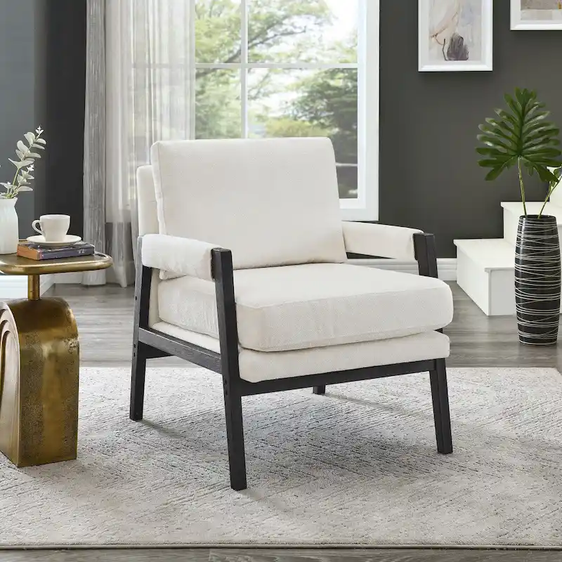 Roundhill Furniture Kelly Mid-Century Modern Chenille Upholstered Accent Armchair