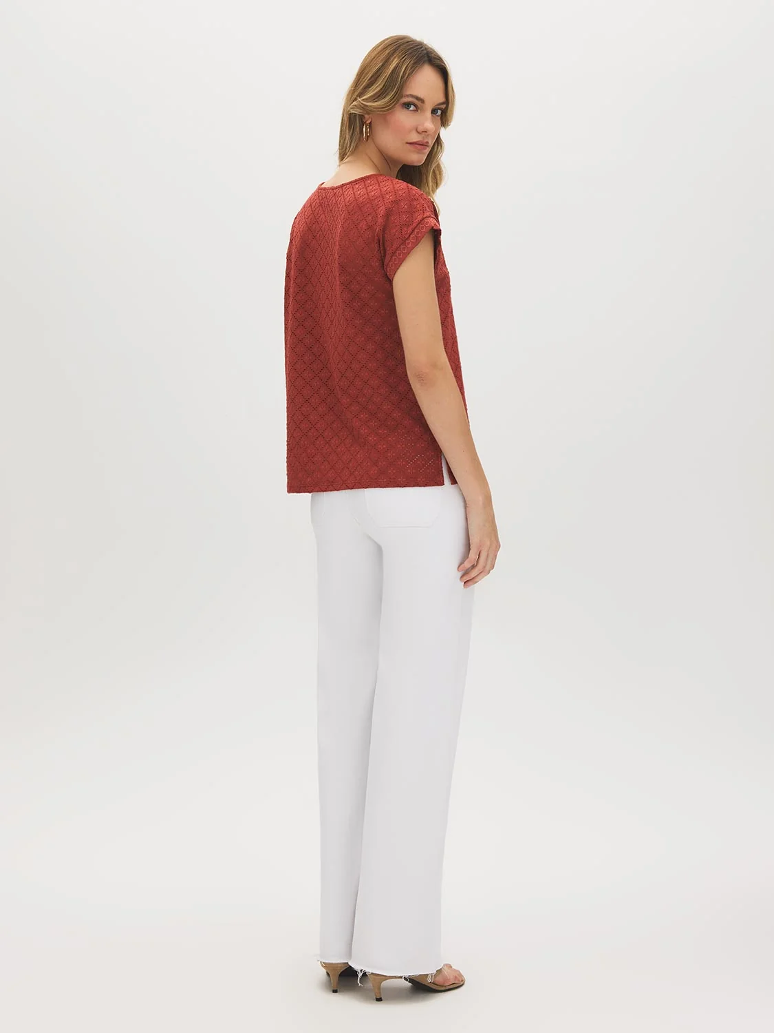 Eyelet Dolman Sleeve Tee