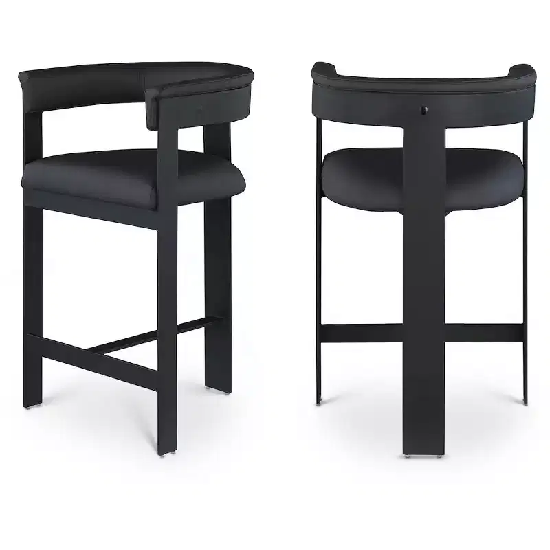 Meridian Furniture,Romeo Black Vegan Leather Counter Stool, Set of 2