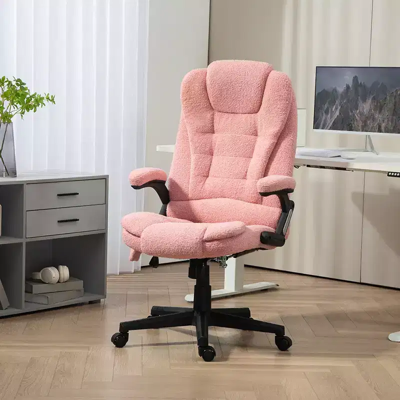Vinsetto 6 Point Vibrating Massage Office Chair with Heat, Velvet High Back Executive Office Chair with Reclining Backrest, Armrests