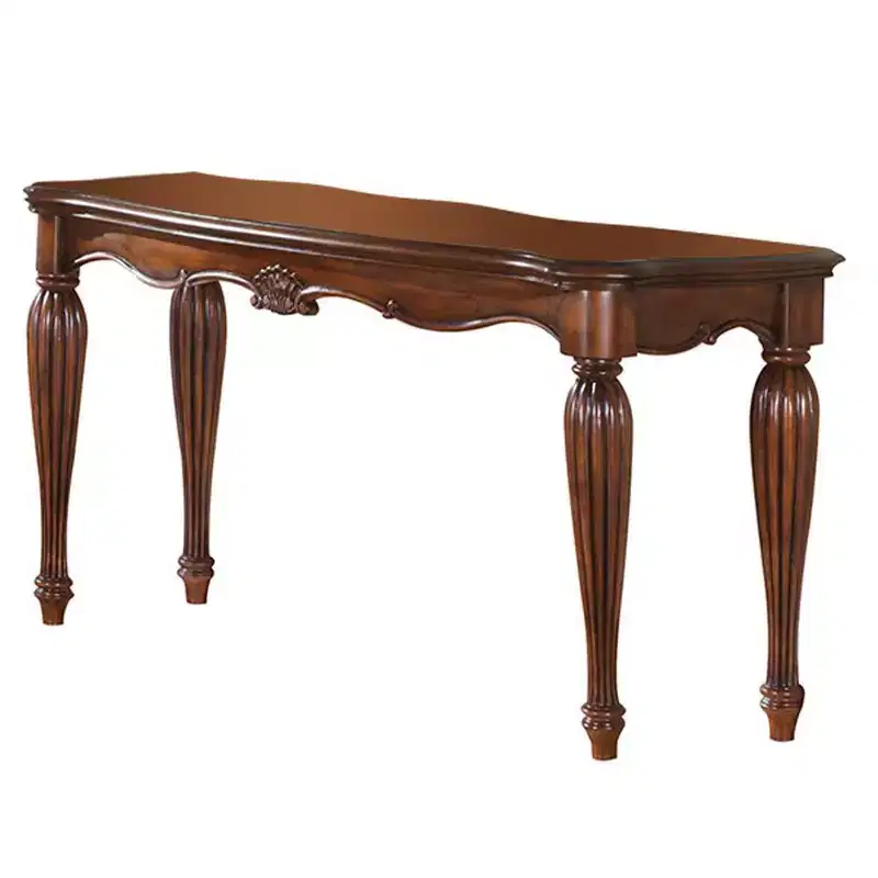Cherry Finish Console Table with 2 Drawers and Lower Shelf