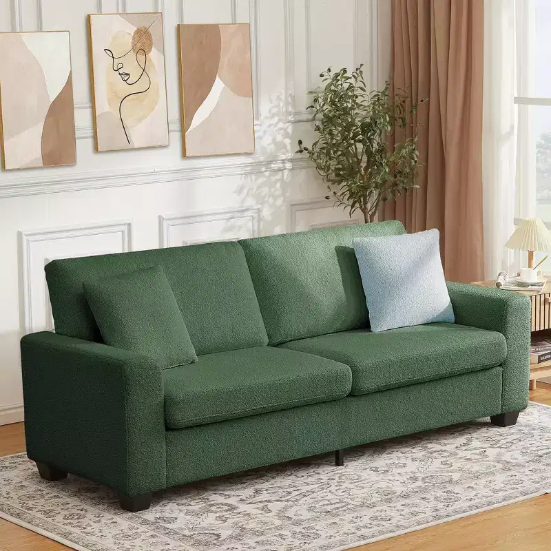 83 Teddy Velvet Handmade Ergonomic 3-Seat Sofa with 850 lb Support, Removable Cushion & Wide Armrests for Living Room Bedroom and Apartment