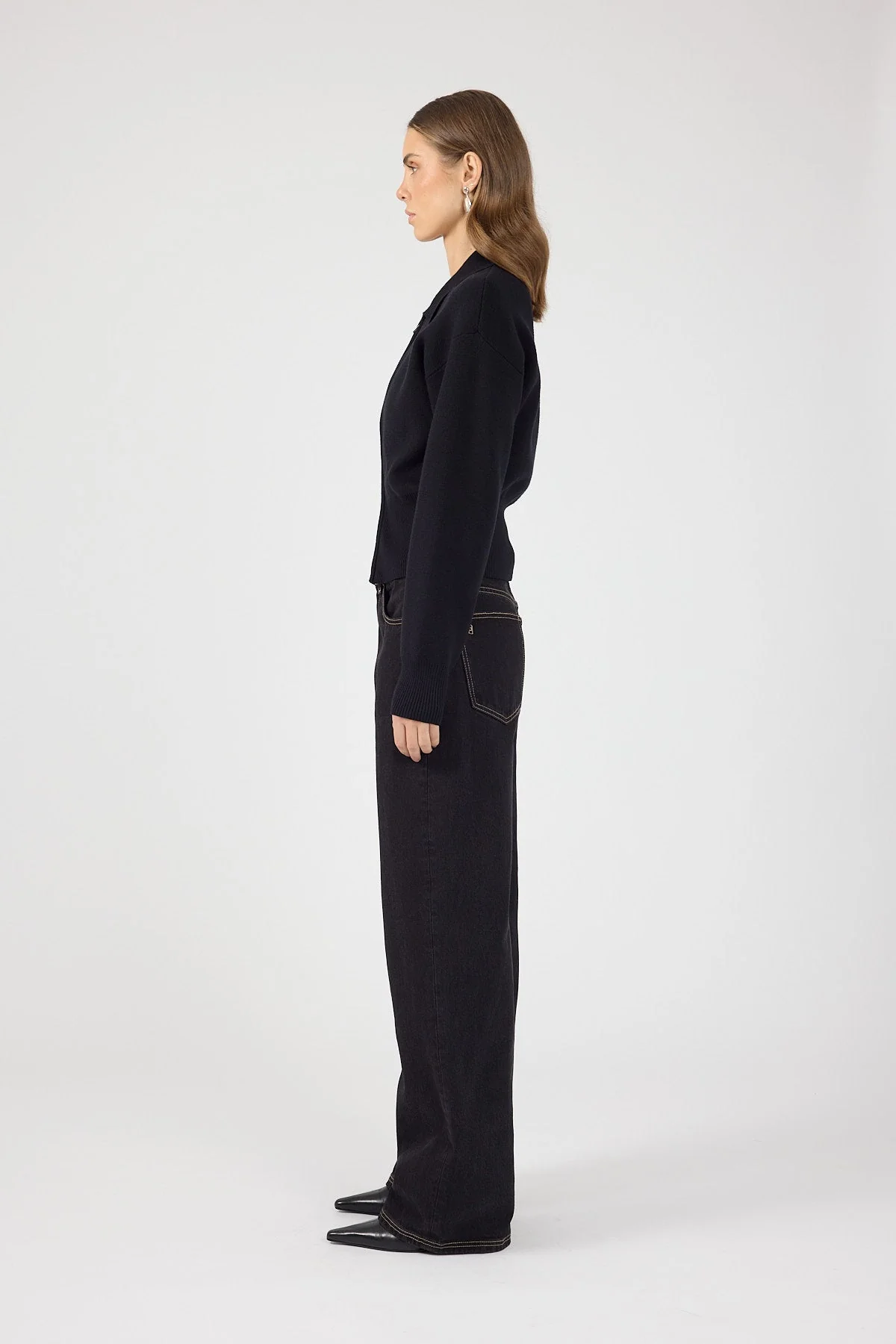 Zip Up Cardigan Black