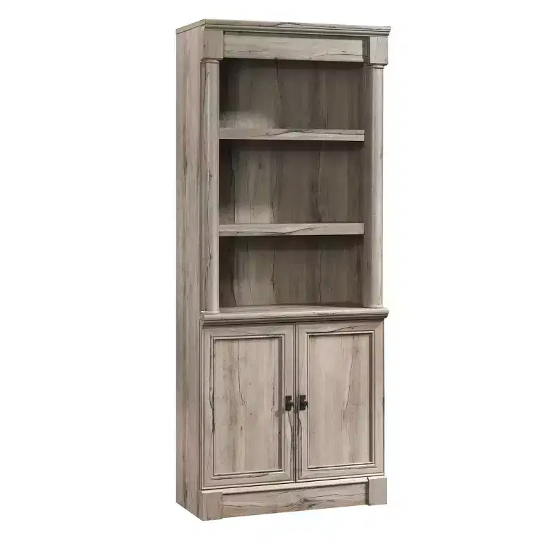72 Palladia Library with Doors Split Oak - Sauder: Adjustable Storage, Enclosed Back Panel