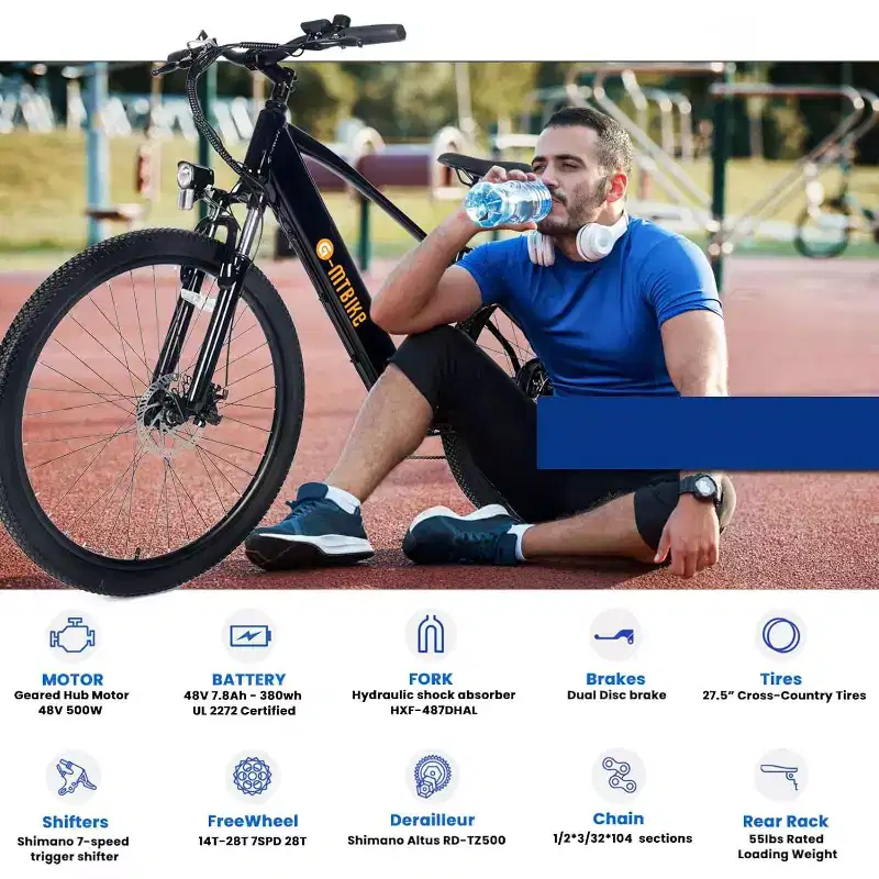 Electric Bike for Adults with Removable Battery,26 x 4.0 Fat Tires,7-Speed E-Bike for Off-Road Adventures,Max Range of 50 Miles