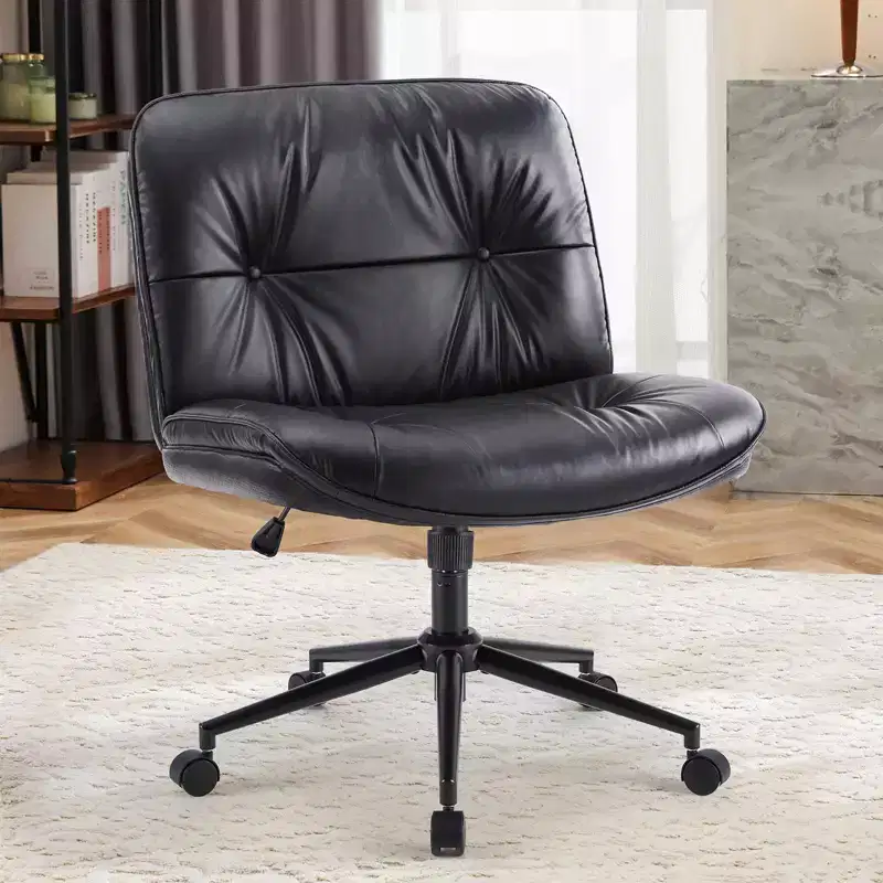 Modern Comfy Desk Chair with Extra-Wide Seat, Armless Computer Chair with Adjustable Height, Office Chair for Home, Office