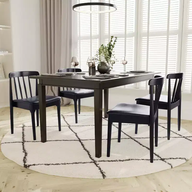 Set of 2 Solid Beechwood Dining Chairs Spindle Backrest Padded Vinyl Seat 500 lbs