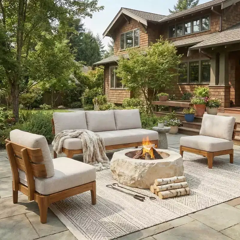 Christopher Knight Home Nikhil Modern 3 Piece Acacia Patio Chat Set with Cushion (Table Not Included)