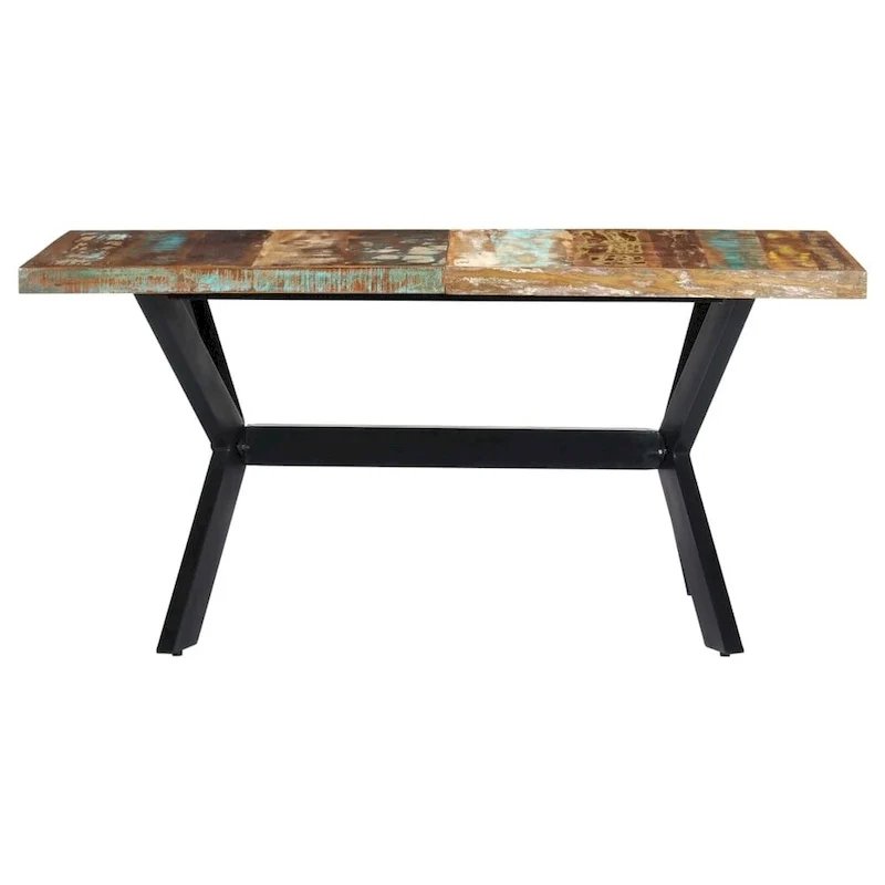 Industrial Solid Reclaimed Wood Dining Table with Steel Legs - 63W