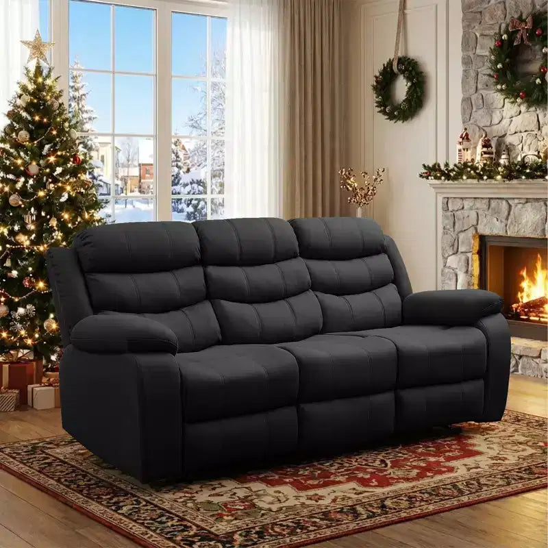 Mjkone 3-Seater Recliner Sofa,Adjustable Living Room Sofa with Flip Middle Backrest, Home Theater Seating Couch