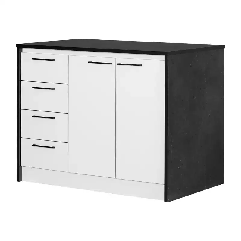 Kitchen Island with Faux Finish, 4 Drawers and 2 Doors