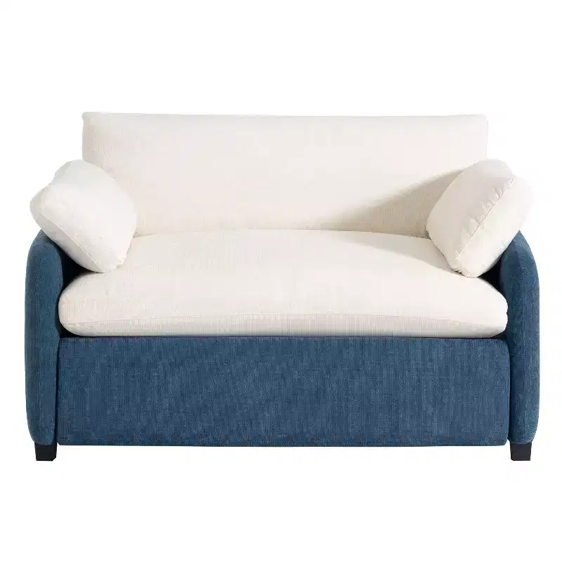 Zeus & Ruta 50 x 43 Oversized Chenille Single Sofa Chair, Wide and Deep Seat Accent Chair (Yellow/Blue/Gray)