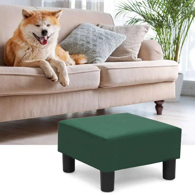 Small Square Footstool Ottoman Modern Fabric Footrest Stool