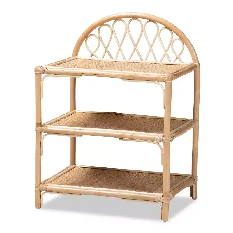 31.7" Redell Rattan 3 Tier Display Shelf Natural/Brown - bali & pari