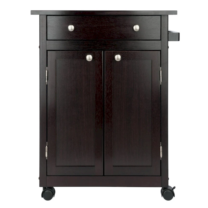 Savannah Utility Kitchen Cart, Espresso - 26.89 x 17.72 x 34.02 inches
