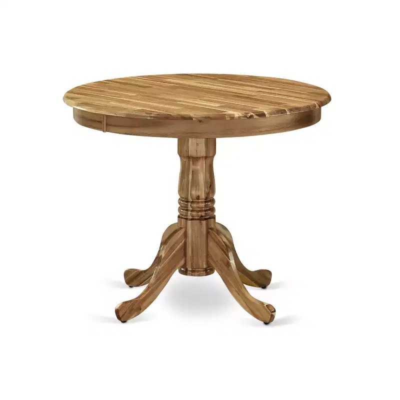 HomeStock Belmont 5-Piece Kitchen Dinette Set, Round Kitchen Table & 4 Parson Chairs, Natural Finish