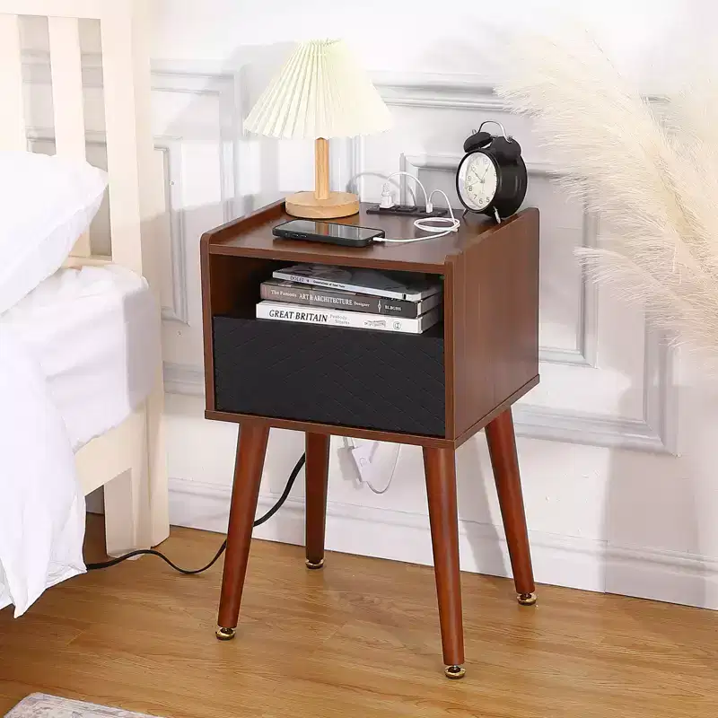 Modern Nightstand,Wooden Side Table, Small End Table Side Table, Drawers Storage Space for Bedroom Living Room Office