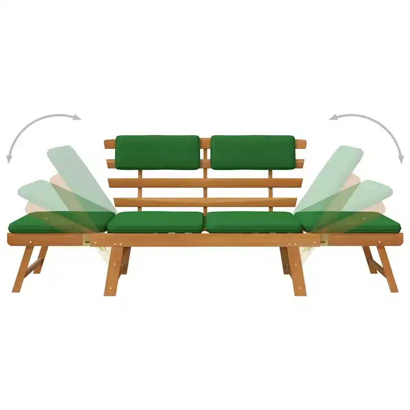 Garden Bench Green, Brown Solid Acacia wood, Polyester Medium