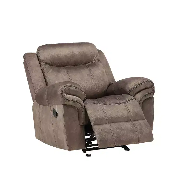 2-Tone Glider Recliner Sofa, Chocolate Velvet, Metal Frame, Foam Cushions