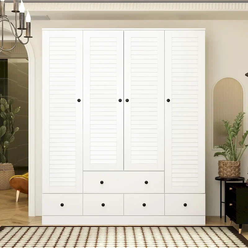 Wardrobe Armoire 59W Large Freestanding Wardrobe Cabinet White