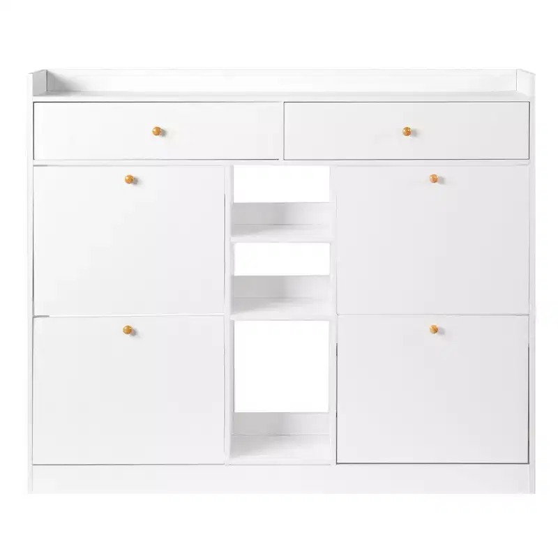 Karl Home 4 Flip Drawers and 2 Sorage Drawers White Particle Board 50.39in. W Shoe Cabinets