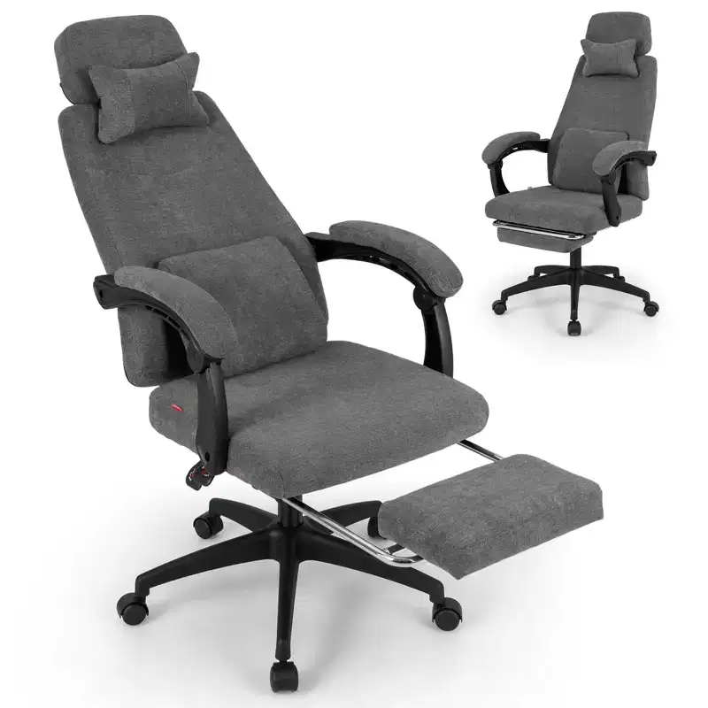 Costway Reclining Home Office Chair Retractable Footrest High-Back Ergonomic Executive