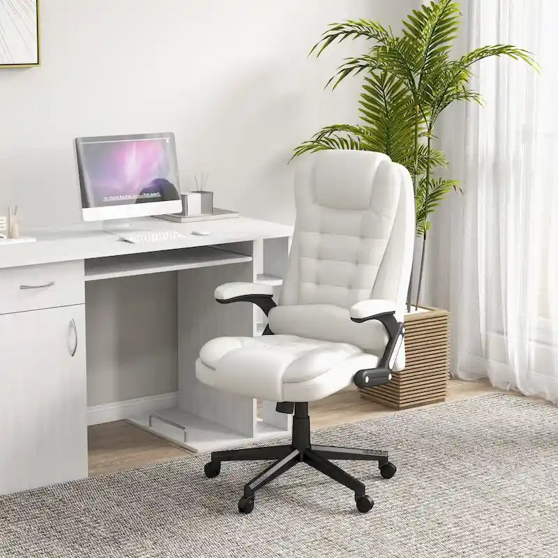 High Back Vibration Massage Office Chair with 6 Vibration Points, Beige